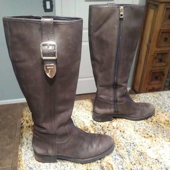 Coach Easton Classic Equestrian Tall Riding Boots Chestnut Brown Leather Size 6B - Picture 5 of 13
